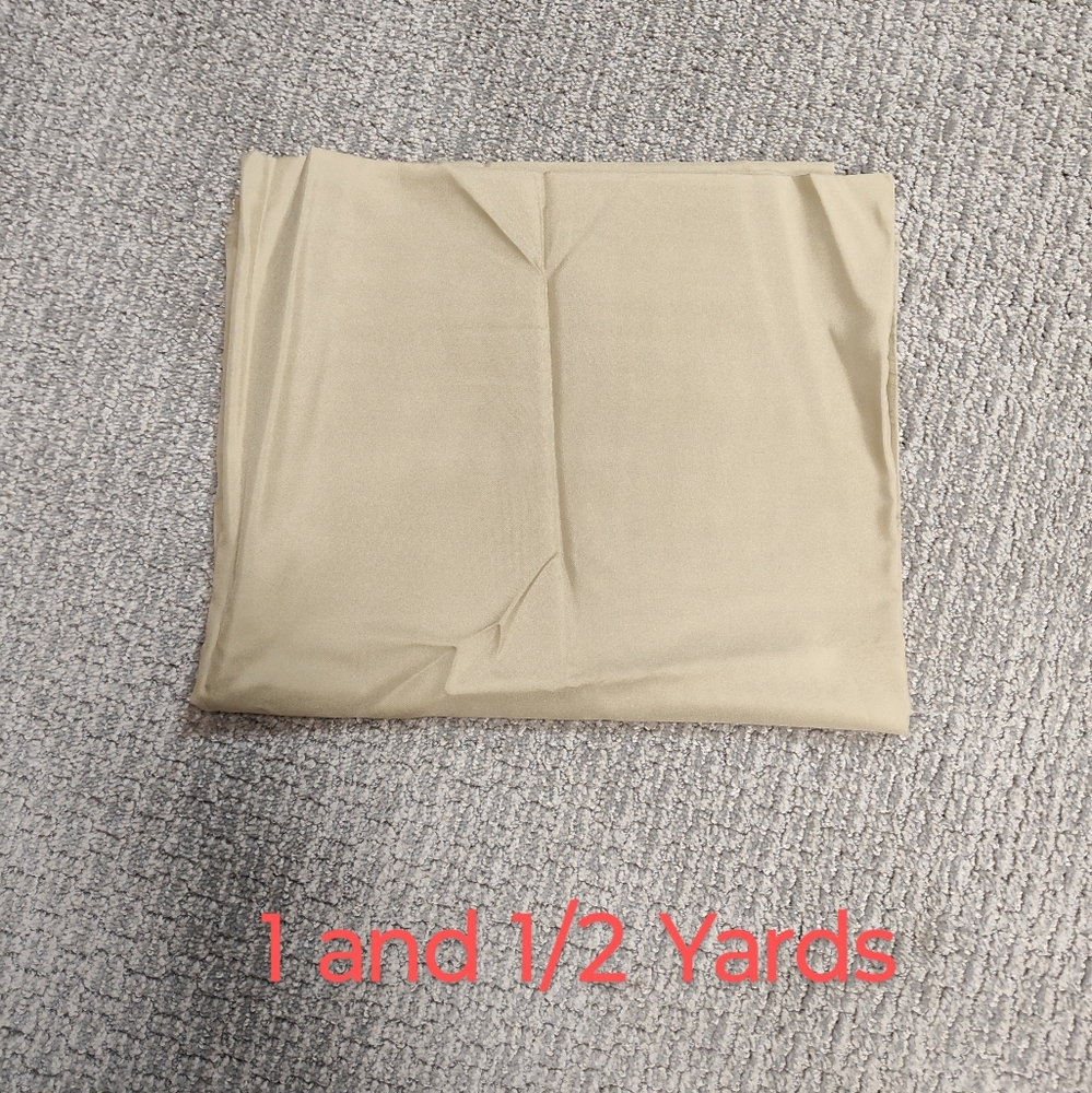 New Fabric! 1  and 1/2 Yards - Lightweight Satin Feel Fabric - Beige With Sheen - Picture 2 of 3